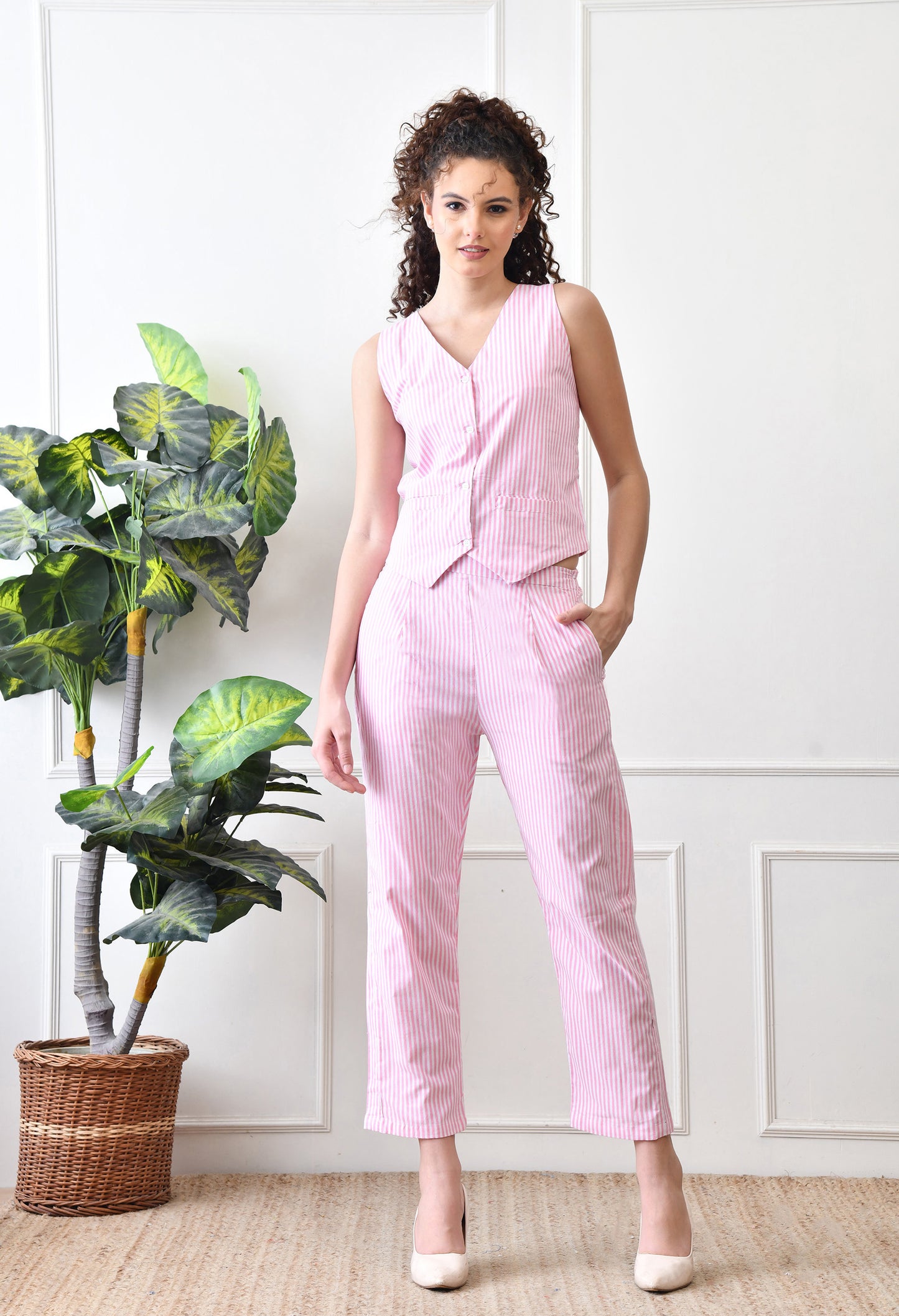Pink Stripe Cotton Co-ord Set