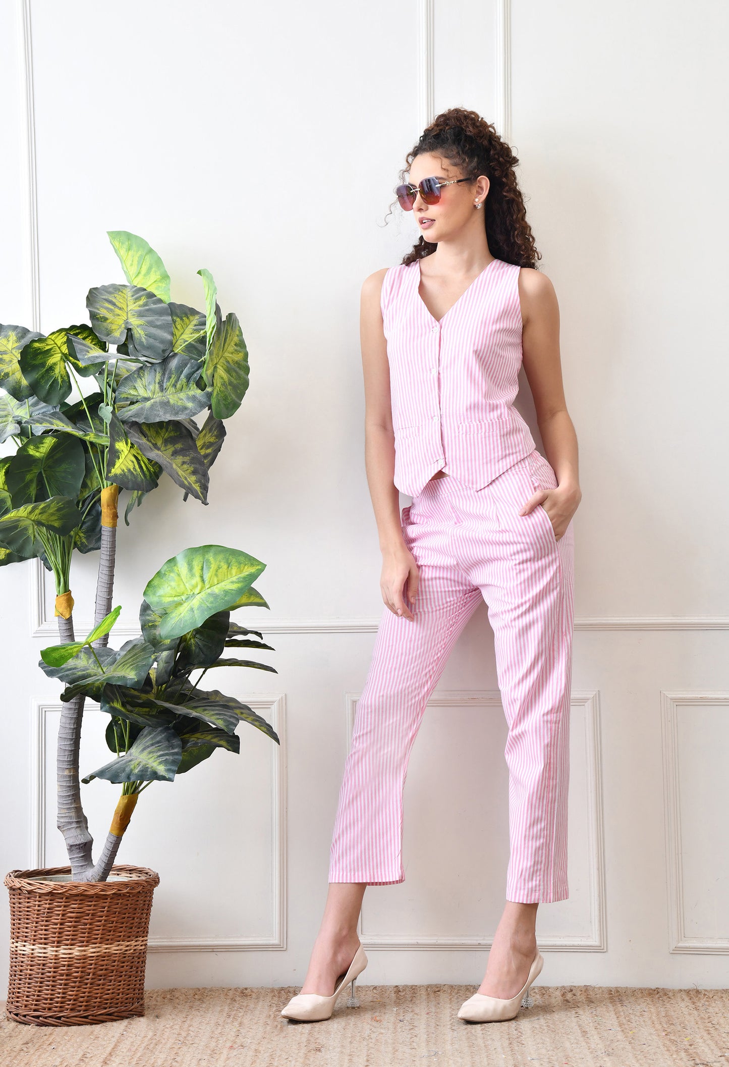 Pink Stripe Cotton Co-ord Set
