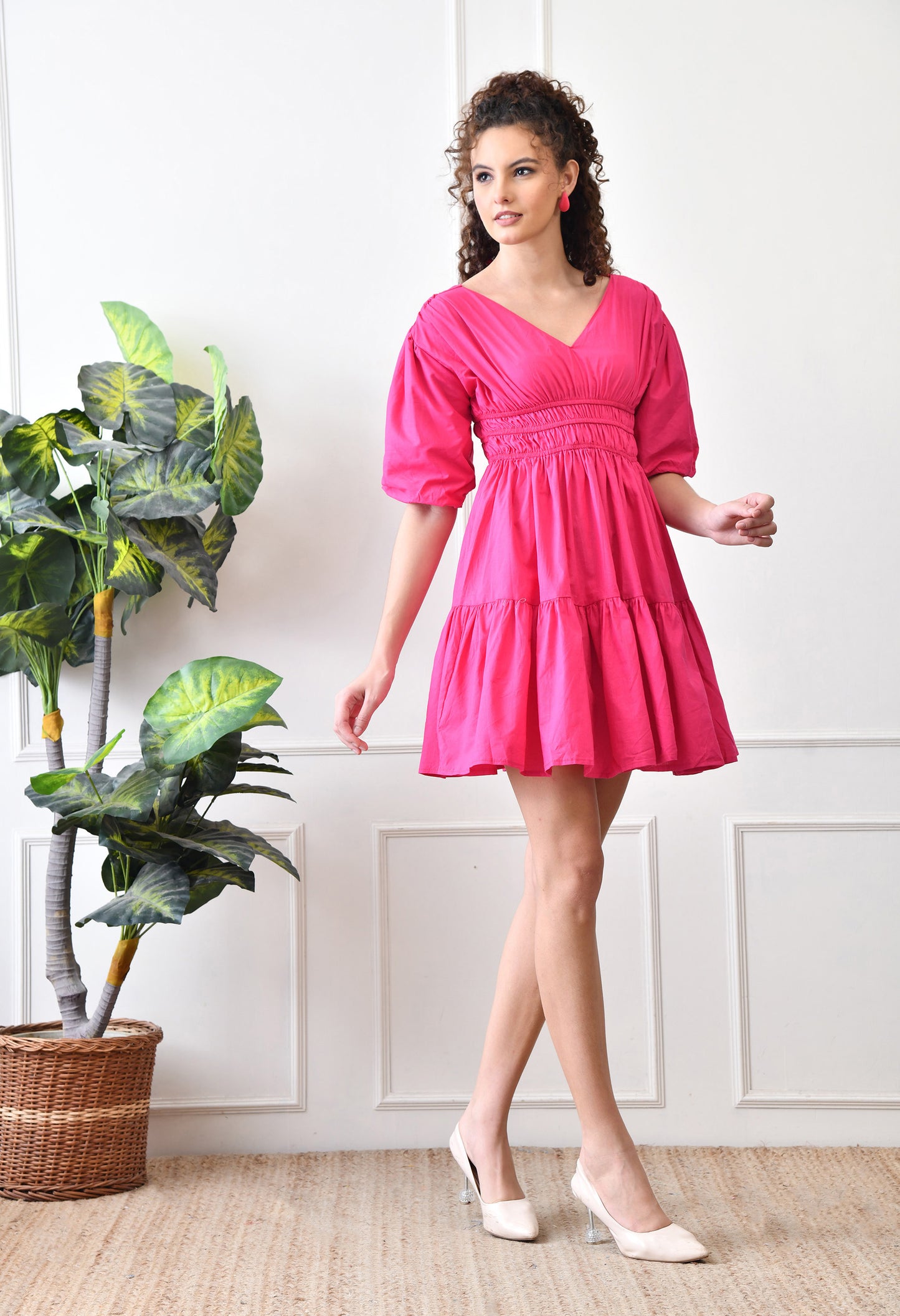 Chicaboo Rani Pink Cotton Tiered Dress
