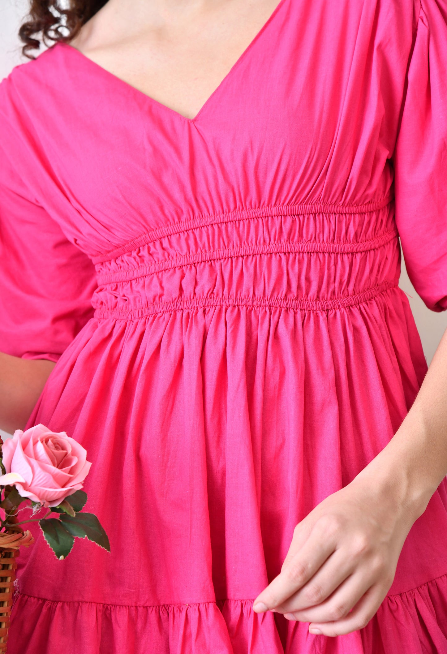 Chicaboo Rani Pink Cotton Tiered Dress