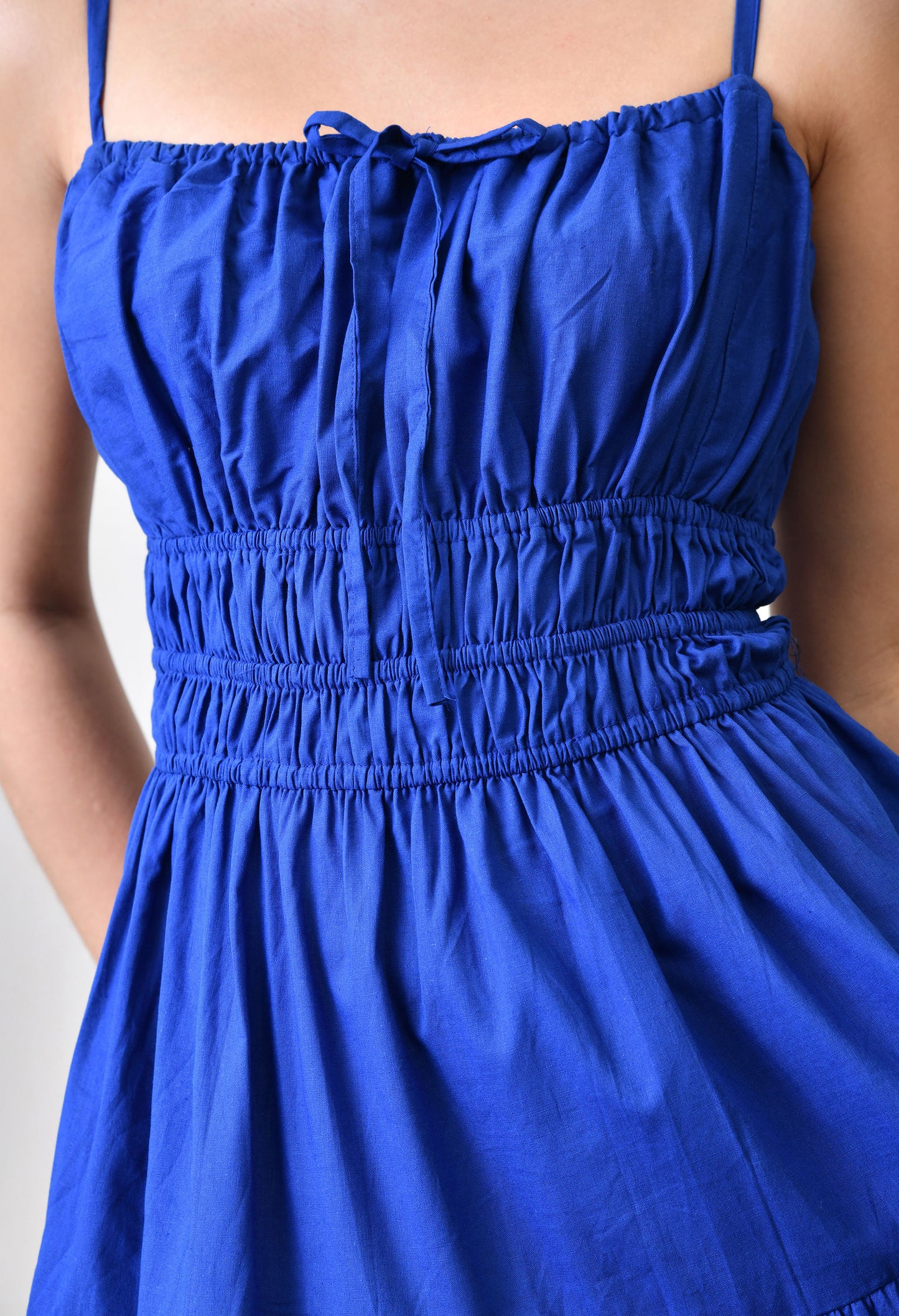 Royal Blue Cotton Tiered Dress