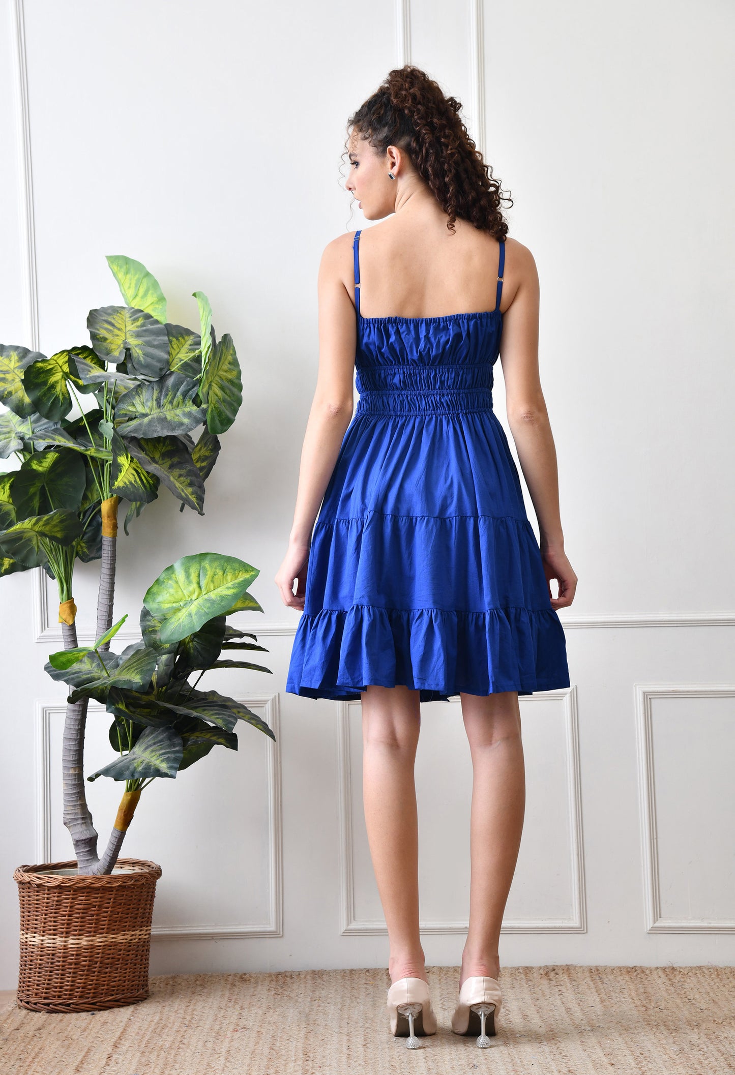 Royal Blue Cotton Tiered Dress