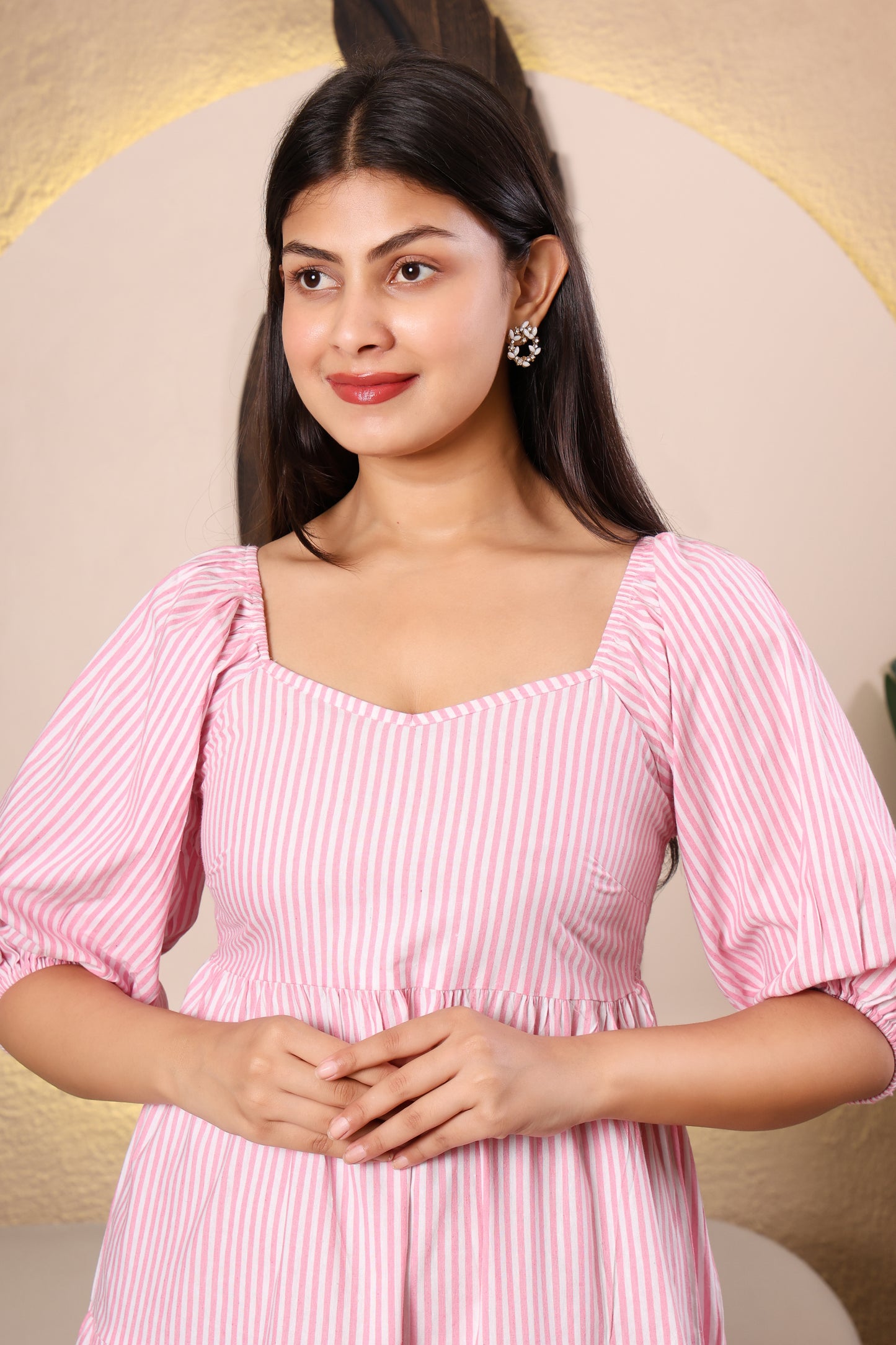 Sweetheart Neck Tiered Cotton Dress