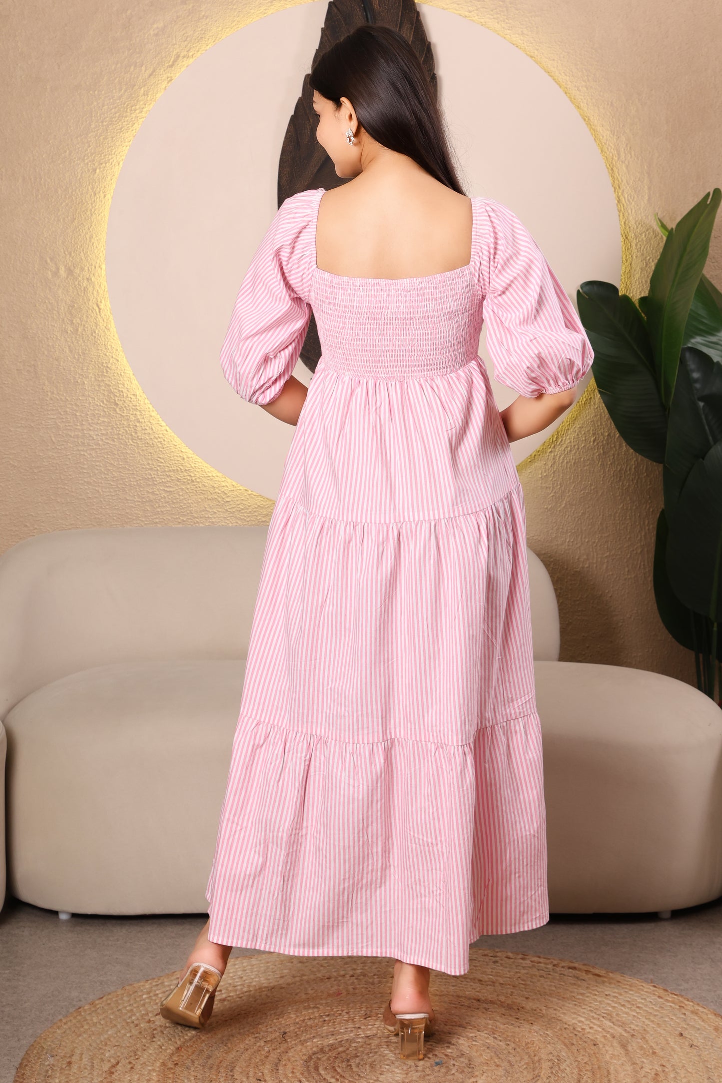 Sweetheart Neck Tiered Cotton Dress